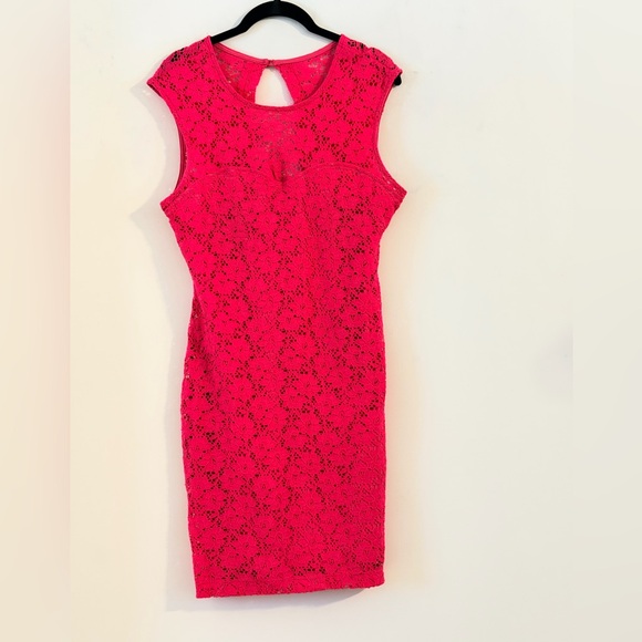 2B Bebe Dresses & Skirts - 2B Bebe Fuchsia Lace Midi Dress Size L